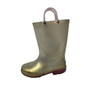 Western Chief Pearlized Glitter Light-Up PVC Rubber Girls KIds Rain Boots Sz 11